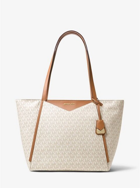 Whitney small leather and logo cutout tote on sale bag